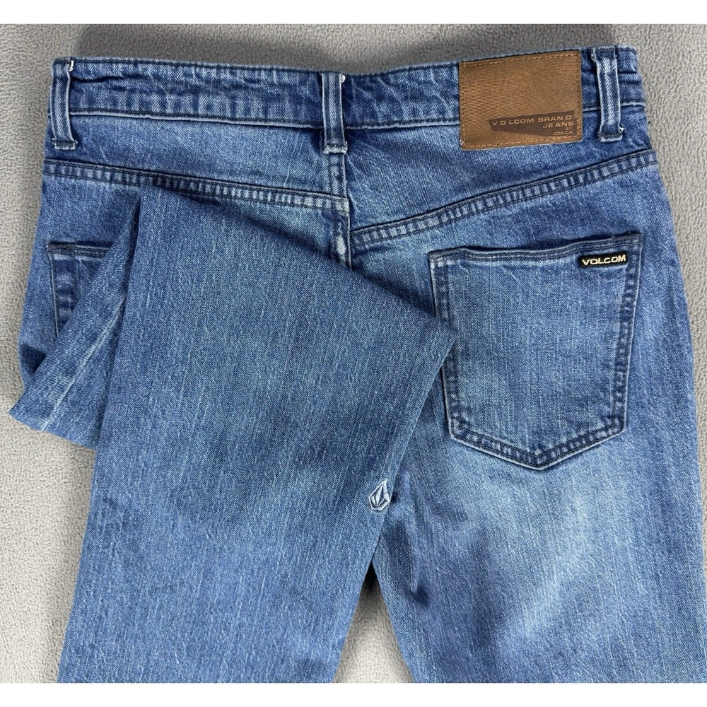 Volcom Jeans Mens 29x30.5 Blue Kinkade Regular Straight Skater Moto Y2K Logo